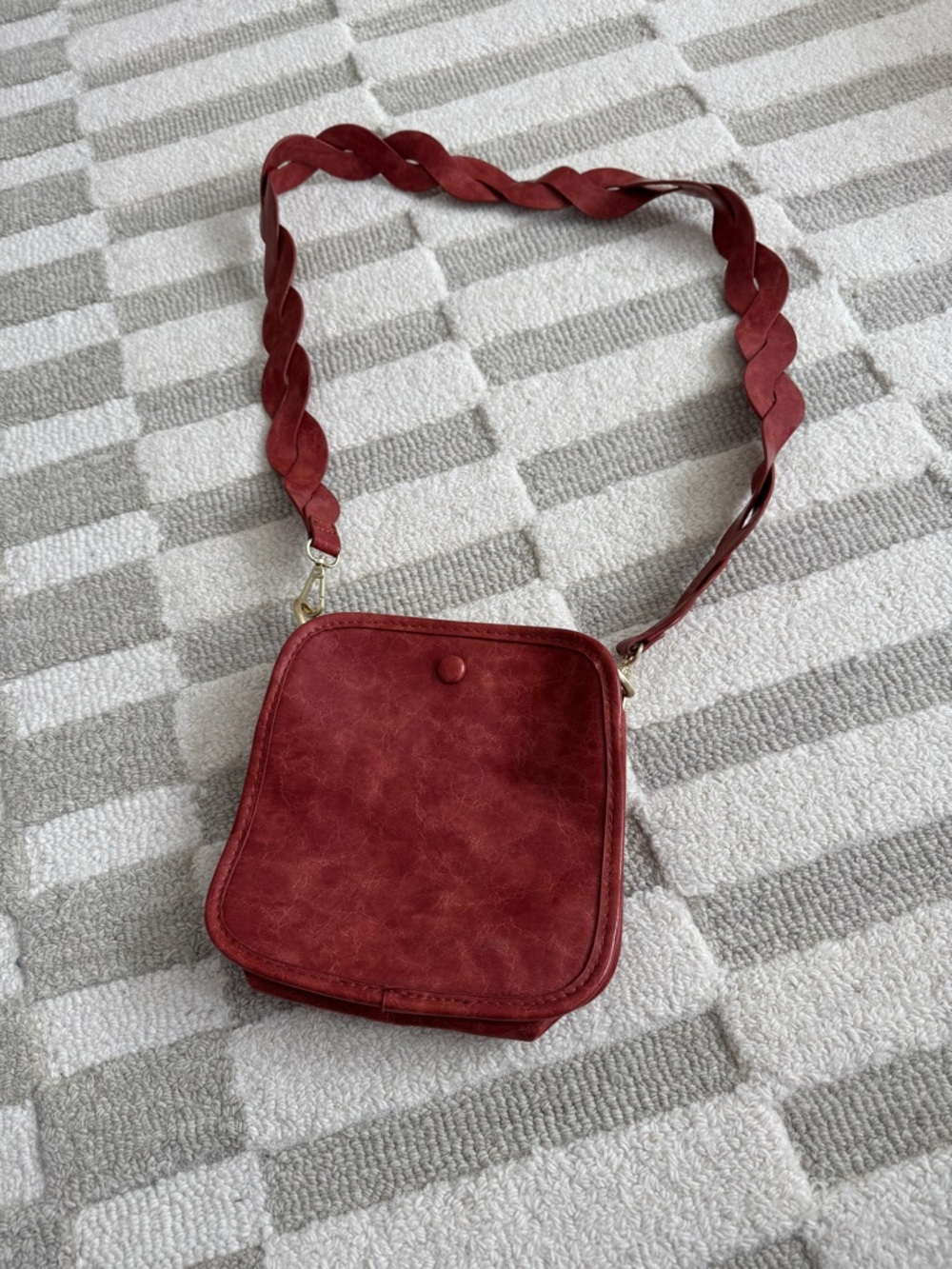 Anthropologie Braided-Strap Crossbody Bag in Deep Rust Red